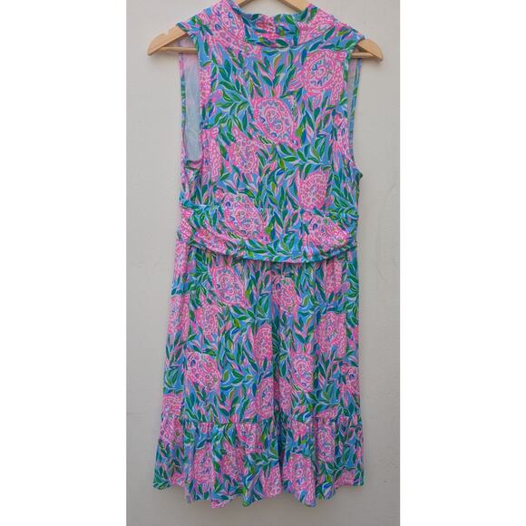 LILLY PULITZER Dress Annalise V-Neck Frenchy Blue Turtley In Love Size L NWOT - Picture 11 of 11